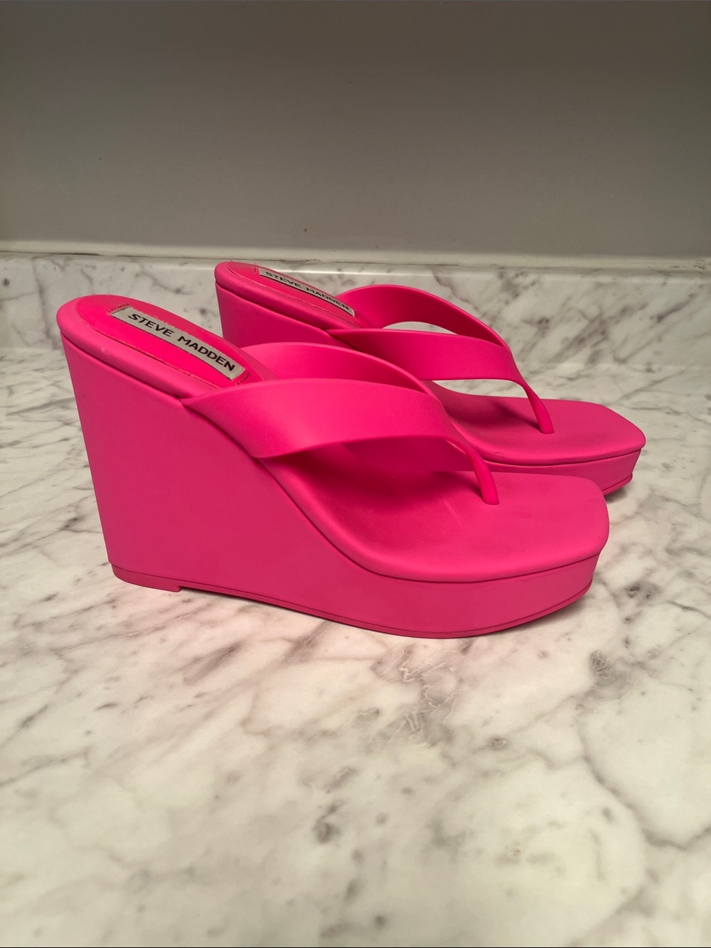Steve Madden Hot Pink Wedge Flip-Flop Sandals
